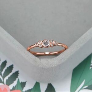 Bubbles Crystal CZ Rose Gold Tone Bezel Set Ring 6